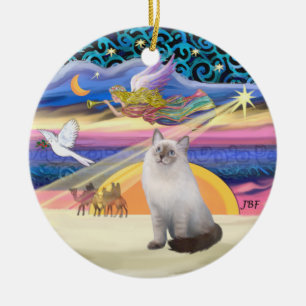 Ornamento De Cerâmica Xmas Star - Blue Cream Ragdoll cat
