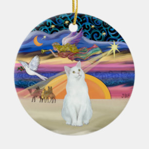 Ornamento De Cerâmica Xmas Star - Gato branco (SH Americano)