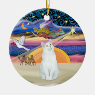 Ornamento De Cerâmica Xmas Star - Gato branco (SH Americano)