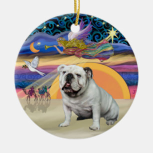 Ornamento De Cerâmica Xmas Star - White English Buldogue