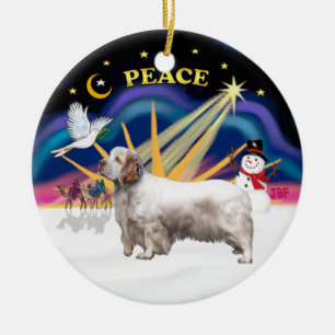 Ornamento De Cerâmica Xmas Sunrise - Clumber Spaniel