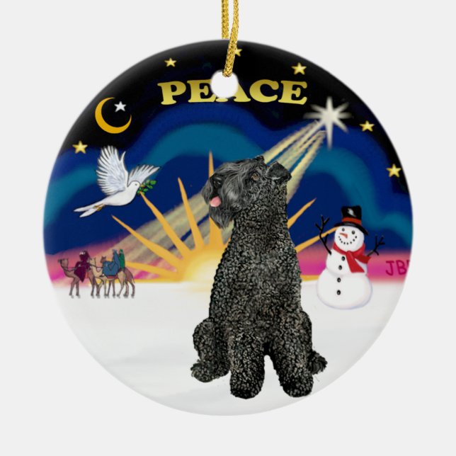 Ornamento De Cerâmica Xmas Sunrise - Kerry Blue Terrier (Frente)