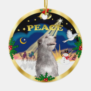 Ornamento De Cerâmica Xmas Sunrise - Wolfhound Irlandês