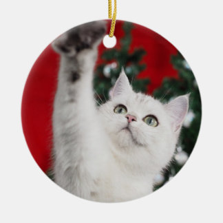Ornamento De Cerâmica XMAS white Cat