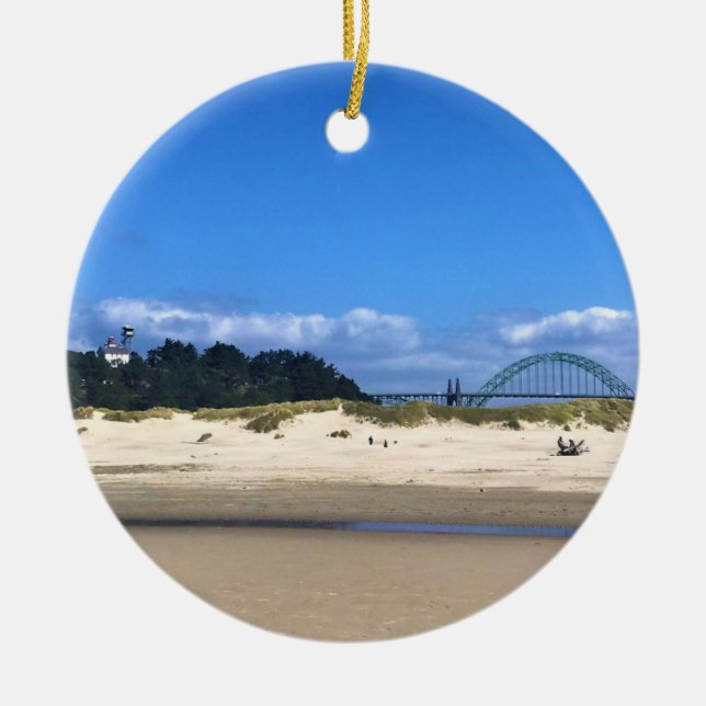 Ornamento De Cerâmica Yaquina Bay Lighthouse, Newport, Oregon (Frente)