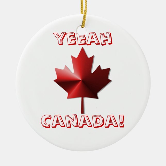 Ornamento De Cerâmica Yeeah Canada Flag Maple Leaf Ornament (Frente)
