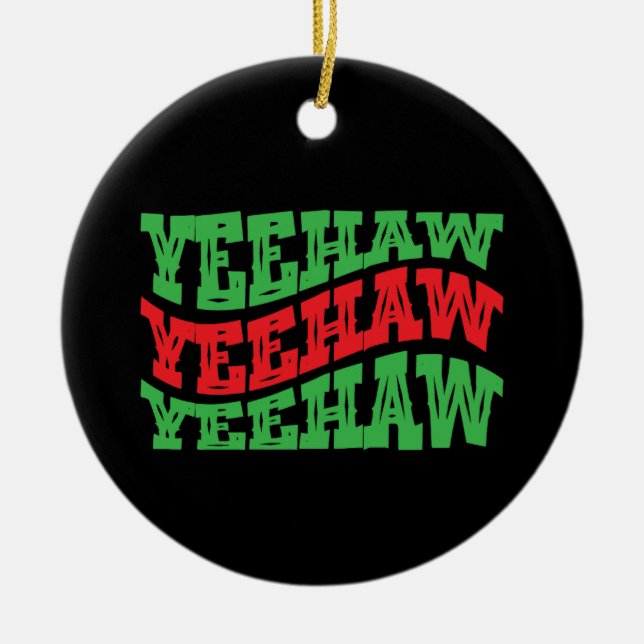 Ornamento De Cerâmica Yeehaw Cowgirl Western Vintage Men Mulheres (Frente)