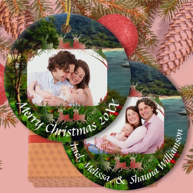 Ornamento De Cerâmica Yelapa Vista de Natal 0828 (Criador carregado)