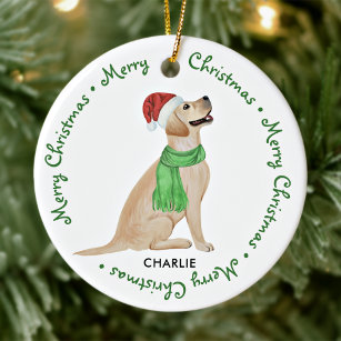 Ornamento De Cerâmica Yellow Labrador Retriever Pet Dog Feliz Natal