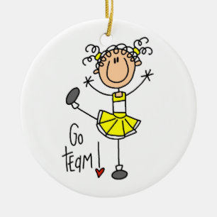 Ornamento De Cerâmica Yellow Stick Figura T-shirts e presentes do Cheerl