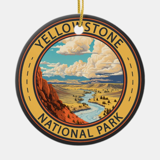 Ornamento De Cerâmica Yellowstone National Park Hayden Valley Viagem Art (Frente)