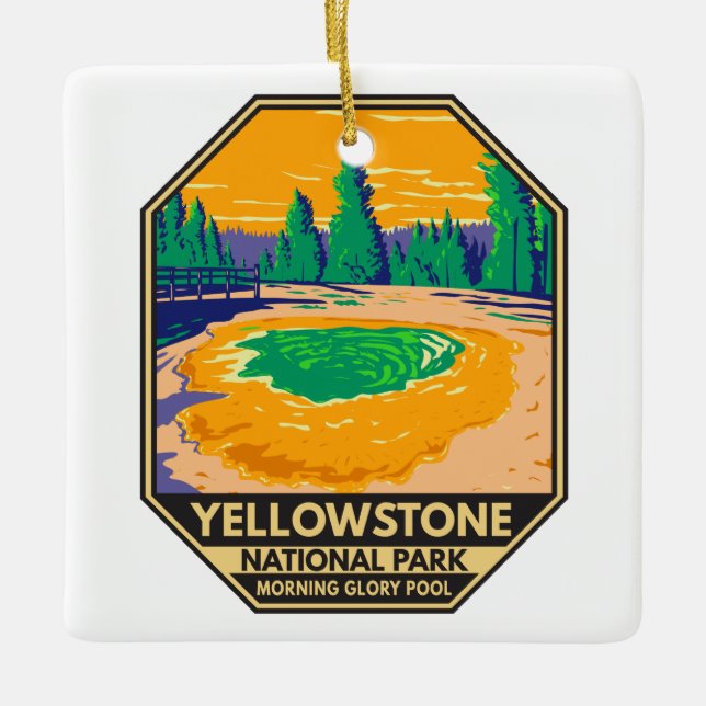 Ornamento De Cerâmica Yellowstone National Park Morning Glória Piscina R (Frente)