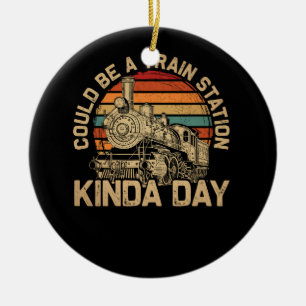 Ornamento De Cerâmica Yellowstone Pode Ser Uma Estação De Comboio No Dia