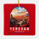 Ornamento De Cerâmica Yerevan ArmenViagem Art Vintage<br><div class="desc">Yerevan retro vetor viagem design. Yerevan,  capital da Armênia,  é marcada pela grande arquitetura soviética.</div>