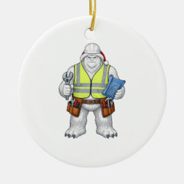 Ornamento De Cerâmica Yeti Homem de Neve Abominável Trabalhador da Const