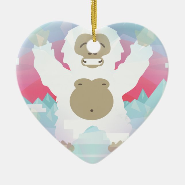 Ornamento De Cerâmica yeti rosa (Frente)