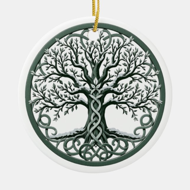 Ornamento De Cerâmica Yggdrasil Celtic Tree of Life Ornament (Frente)