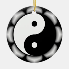 Ornamento De Cerâmica Yin e Yang Round Ornament