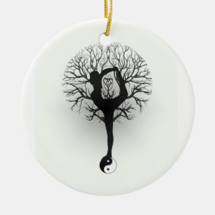 Ornamento De Cerâmica Yin Yang, árvore de vida, mulheres, ioga