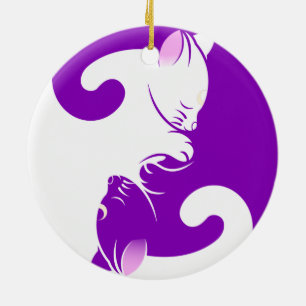 Ornamento De Cerâmica Yin yang dos gatos