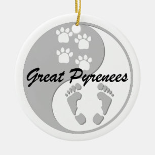 Ornamento De Cerâmica yin yang grandes pyrenees