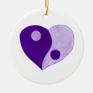 Ornamento De Cerâmica Yin Yang Heart (Purple/Lilac)