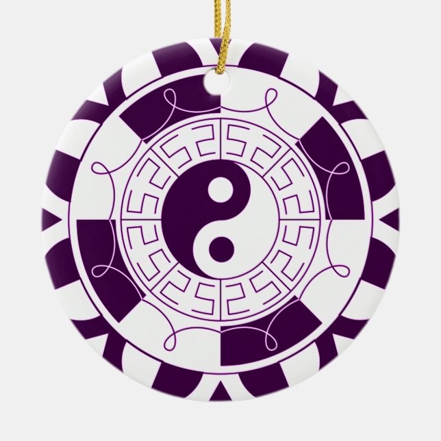 Ornamento De Cerâmica Yin Yang Mandala (Frente)