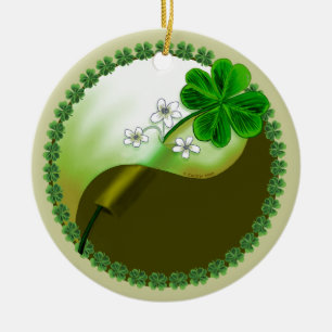 Ornamento De Cerâmica Yin Yang Shamrock