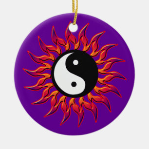 Ornamento De Cerâmica Yin Yang Sun Ornament Flaming