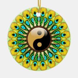 Ornamento De Cerâmica YinYang Peacock Sun Circle Cerâmica