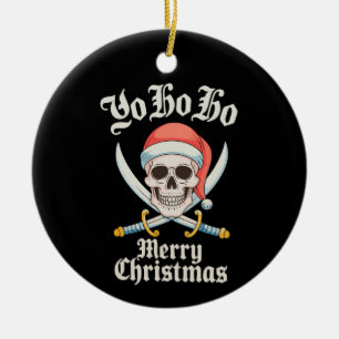 Ornamento De Cerâmica Yo Ho Feliz Natal Pirate Xmas Skull Holiday