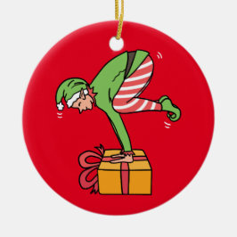 Ornamento De Cerâmica Yoga Christmas Elf Pose