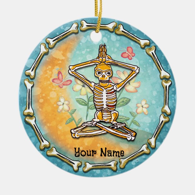 Ornamento De Cerâmica Yoga de Esqueleto   (Frente)