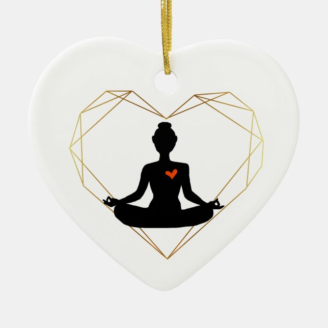 Ornamento De Cerâmica Yoga Love Heart Ornament (Frente)