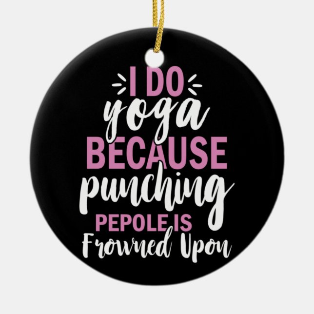 Ornamento De Cerâmica Yoga Lover | I Do Yoga (Frente)