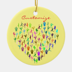 Ornamento De Cerâmica Yoga Poses Heart Thunder_Cove
