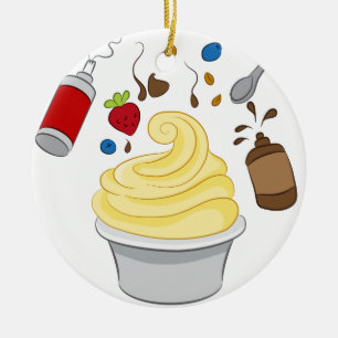 Ornamento De Cerâmica Yogurt congelado com coberturas