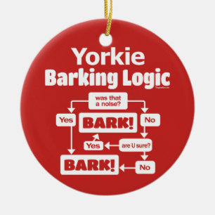 Ornamento De Cerâmica Yorkie Barking Logic