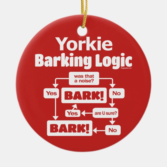Ornamento De Cerâmica Yorkie Barking Logic (Frente)