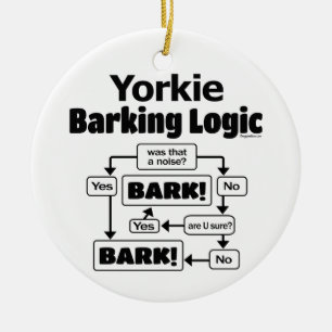 Ornamento De Cerâmica Yorkie Barking Logic