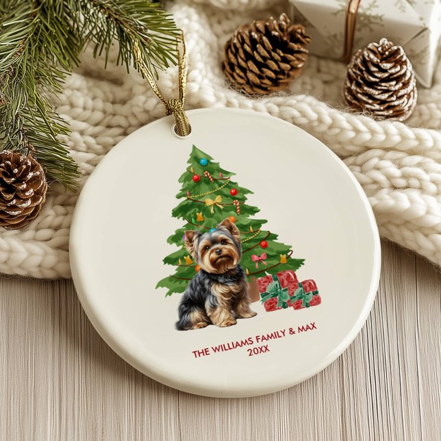 Ornamento De Cerâmica Yorkie Dog Personalizado Natal (Criador carregado)