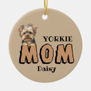 Ornamento De Cerâmica Yorkie Mãe Yorkshire Terrier Lover Nome personaliz