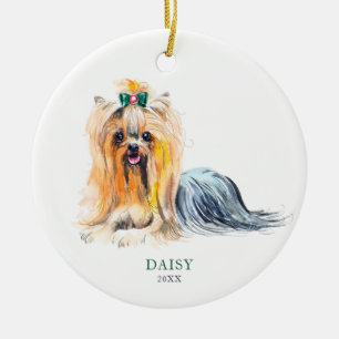 Ornamento De Cerâmica Yorkie personalizado Pet Natal de Cachorro