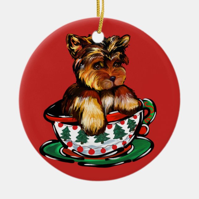 Ornamento De Cerâmica Yorkie Poo (Frente)
