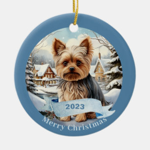 Ornamento De Cerâmica Yorkshire Terrier Art Dog Pet