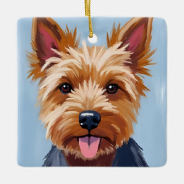 Ornamento De Cerâmica Yorkshire Terrier | Dog Portrait Painting