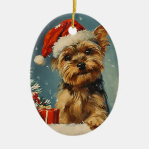 Ornamento De Cerâmica Yorkshire Terrier Natal
