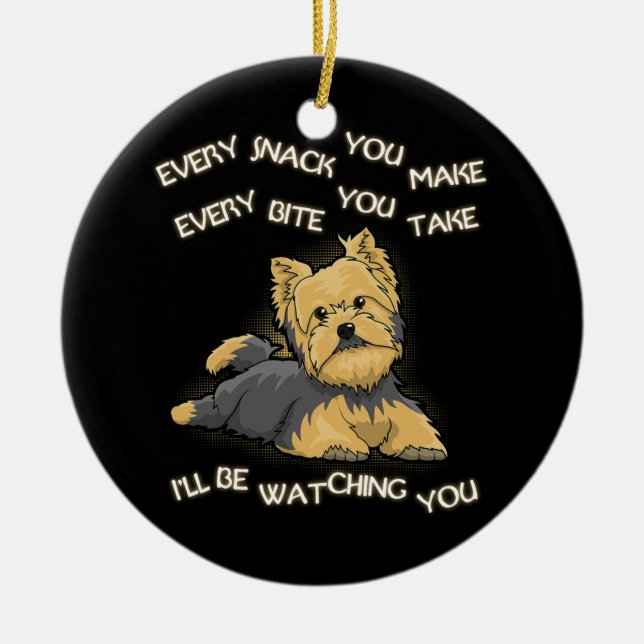 Ornamento De Cerâmica Yorkshire Terrier te apaga (Frente)
