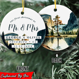 Ornamento De Cerâmica Yosemite California Our First Christmas Watercolor