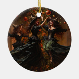 Ornamento De Cerâmica Yule Witch Christmas